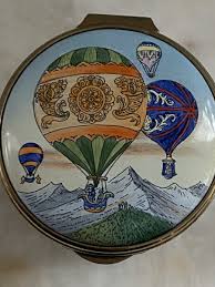 Staffordshire Enamels Hot Air Balloons Ballooning Enamel Trinket Box England | eBay