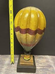 Rare Vintage OOAK Yellow Metal Sculpture Tin Hot Air Balloon 13” Tall | eBay UK