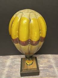 Rare Vintage OOAK Yellow Metal Sculpture Tin Hot Air Balloon 13” Tall | eBay