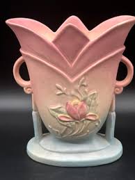 Vintage Hull Pottery Magnolia & Water Lily Pattern Double Handle Vase Planter