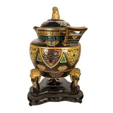 Antique Chinese Qing Dynasty Cloisonne Censer Ding Lidded ...