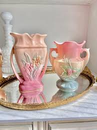 Vintage Hull Art Pottery Vase: Pink Floral Urn With Handles ...