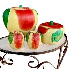 Vintage 1940s Hull Blushing Apple Ceramic Kitchen Set - Etsy