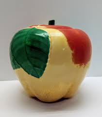 Vintage 1940's Hull Blushing Apple Cookie Jar Canister w/ Lid Ceramic Fruit | eBay