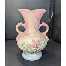 hull | Accents | Vintage 94s Hull Pottery Vase Magnolia Pattern 156 14 Pink Blue Yellow | Poshmark