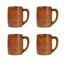 4pcs large wooden beer mug viking cup wooden - Temu
