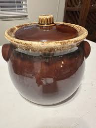 HULL Vintage Oven Proof Brown Drip Glaze Individual Bean ...