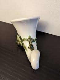 Vintage Hull White Cornucopia Planter with Green Grape Vine ...