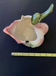 VINTAGE MID CENTURY HULL USA PINK AND GREEN DUCK SWAN ...