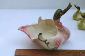 MCM vintage Hull pottery pink & green swan babies, ceramic ...