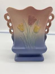 Vintage Hull Pottery Vase Pink Peach Yellow Blue 40's 6.5 ...