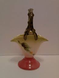 Vintage Hull Art Pottery Basket 9" pattern WOODLAND # W9-8 3 ...