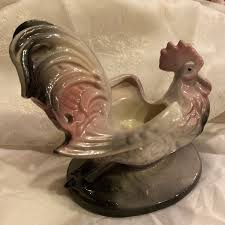 Vintage Hull USA Rooster 58 Planter Figure Black and Pink 6 ...