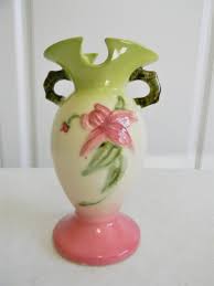 Vintage HULL USA WOODLAND Pink & Green Vase | eBay Australia