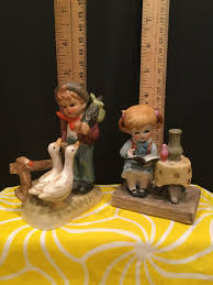 Ceramic Boy With Geese Carrying Umbrella and Pack by Arnart ...