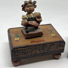 Vintage Hand Carved Wooden Man woman Innsbruck Austria Music box Pair | eBay