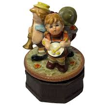Vintage Boys Girl Playing Instruments Figurine Rotating Music Box Works | eBay