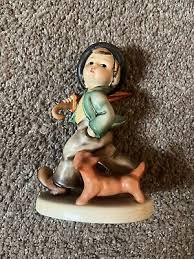 Hummel Figurine #5 - Strolling Along - Boy, Umbrella And Dog | eBay