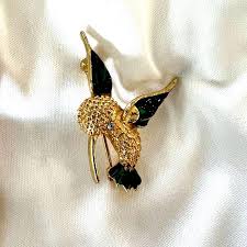 Rhinestone Bird Pin - Etsy