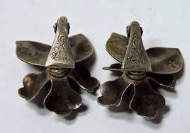 Antique Vintage Sterling Silver Clip on PANSY Earrings ...