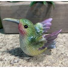 Green & Lite Pink Hummingbird Spring Bird Figurine Resin ...