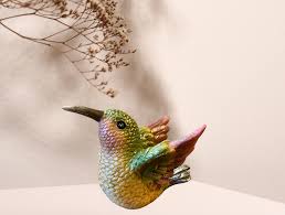 Resin Green & Purple Hummingbird Statue | eBay