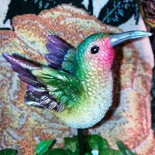 Resin Hummingbird Plant Stake: Garden Art Flower ...