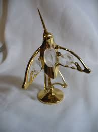 Hummingbird 24k Gold Plated Austrian Crystal on a Swivel ...