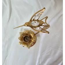 Vintage Austrian Crystal Delight Hummingbird & Flower Candle ...