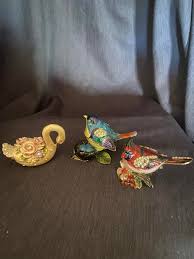 Enamel and Jeweled Hinged Boxes - Swan, Bluebird, Redbird - Etsy