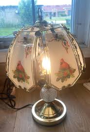 Winter Cardinal Festive Touch Lamp – Gold-tone Base With White Glass Panels - Tested Working - Etsy