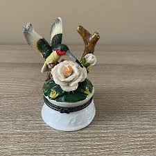 Porcelain Hinged Trinket, Pill Box , Hummingbird | eBay