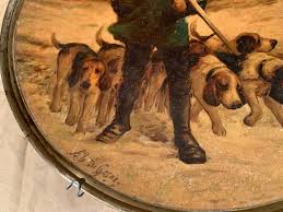 19th Century French Painted Hunt Scene Tole Wall Plates ...