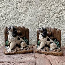 Vintage Mid Century Matching Book Ends Hunting Dog Woods Painted Nice Look | eBay