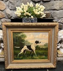 Signed Original Oil Painting On Canvas Pointer Dog Hunting ...