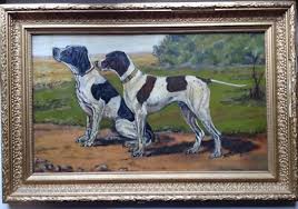 Antique French Oil /Canvas 1919 English Pointer Portrait of ...