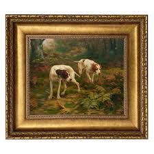 Pointer Dogs Framed Canvas Print, Vintage Hunting Dog Art ...