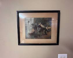 Antique 1910 Framed Art Print of Lady at Piano, Gentleman ...