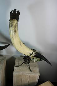 Majestical PAIR Antique cornucopia cast iron horn statue Art nouveau | FF-Antiques