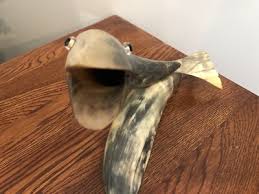 Vintage Hand Carved Horn Art Sculpture Whale Fish Statue | eBay