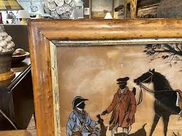 antique mid 19th century english reverse paintings on glass hunt scene | eBay