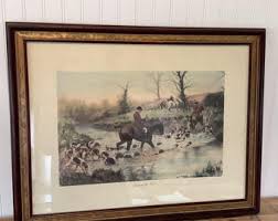 Crossing the Ford Hunt Scene Print Framed Bombay Co English Red Coats Large - Etsy