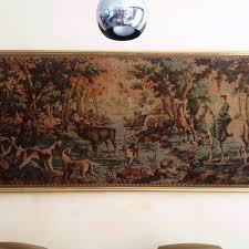 Arazzo vintage anni '50 con cornice e supporto in... | Depop