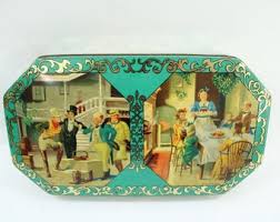 Vintage Metal Tin, Embossed Metal Tin, Country Inn Fruit Cake Tin, Gold Tin, Guildcraft NY Storage Round Tin, Free USA Ship - Etsy