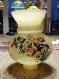 6.75'' veg FLORAL GLASS LAMP Shade Globe CHIMNEY 1.75'' fitter HTF 3 AVAIL. | eBay