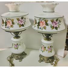 Mid Century Hurricane Lamps- A Pair | Chairish