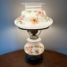 Vintage Butterfly Pink Floral Milk Glass Hurricane Lamp | Vintage Lamp | eBay
