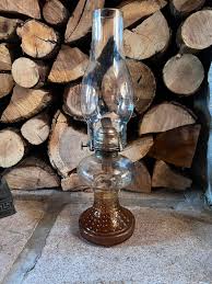 Tall Pedestal Antique Oil Lamp , Double Reservoir/ Amber Glass Lamp - Etsy Sweden