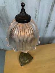 Antique Petite Bookshelf Lamp with Holophane Shade For Sale at 1stDibs