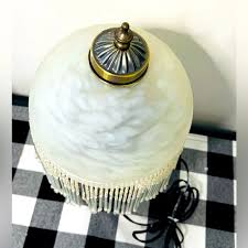 Victorian/ Boudoir Table Lamp Glass Shade Beaded Fringe